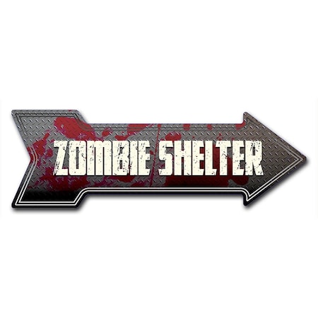 Signmission Zombie Shelter Arrow Decal Funny Home Decor 36in Wide D-A-12-999534